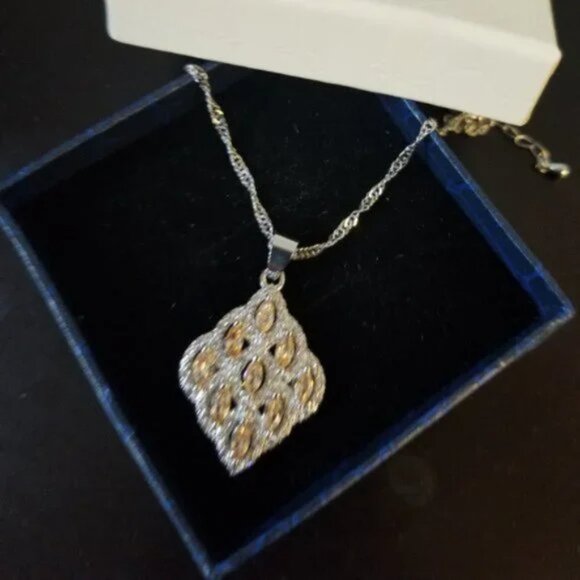 Swarovski Emelents Marquise Yellow stone  925  Women's Necklace - Picture 5 of 8